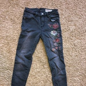 Vintage Patterned Black Jeans